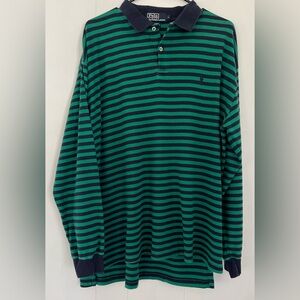 Polo By Ralph Lauren Long sleeve Polo Green Navy Soft Size Large